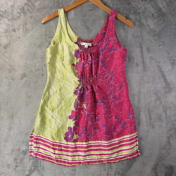 CAbi Tops - Cabi Women's S Green & Pink Silk Tunic Vibrant Vintage Fairy Boho 90s Tank top